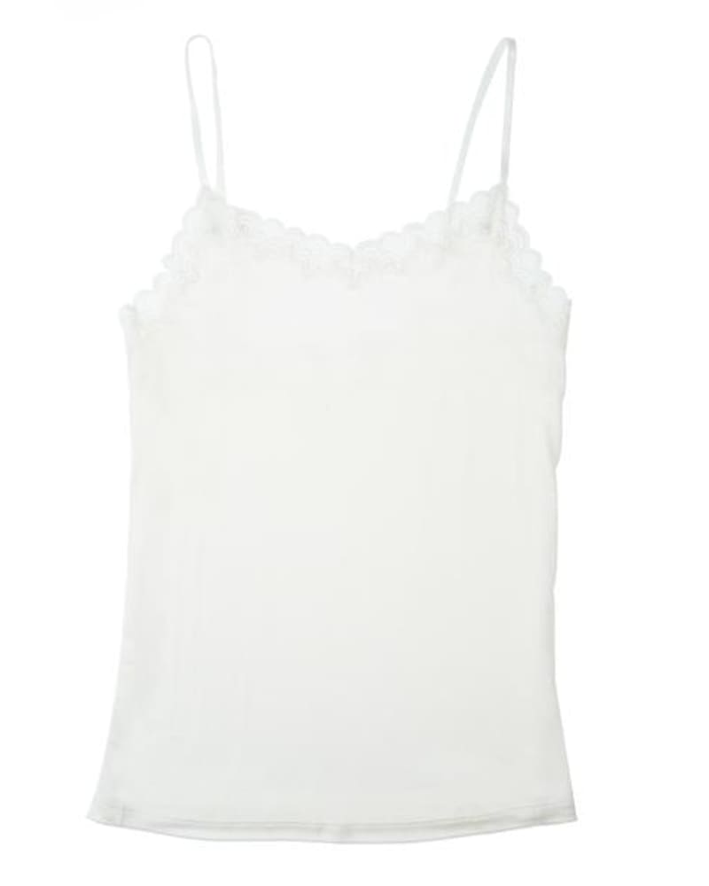 Front of a size 2XLarge Soft Silk Camisole in Winter White Lace by Uwila Warrior. | dia_product_style_image_id:242400